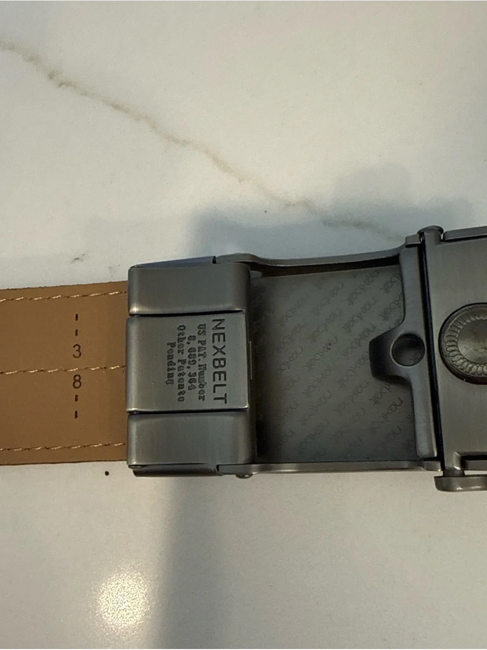 Nexbelt Golf Black & Tan Adjustable Ratchet Belt Gunmetal Texture Buckle